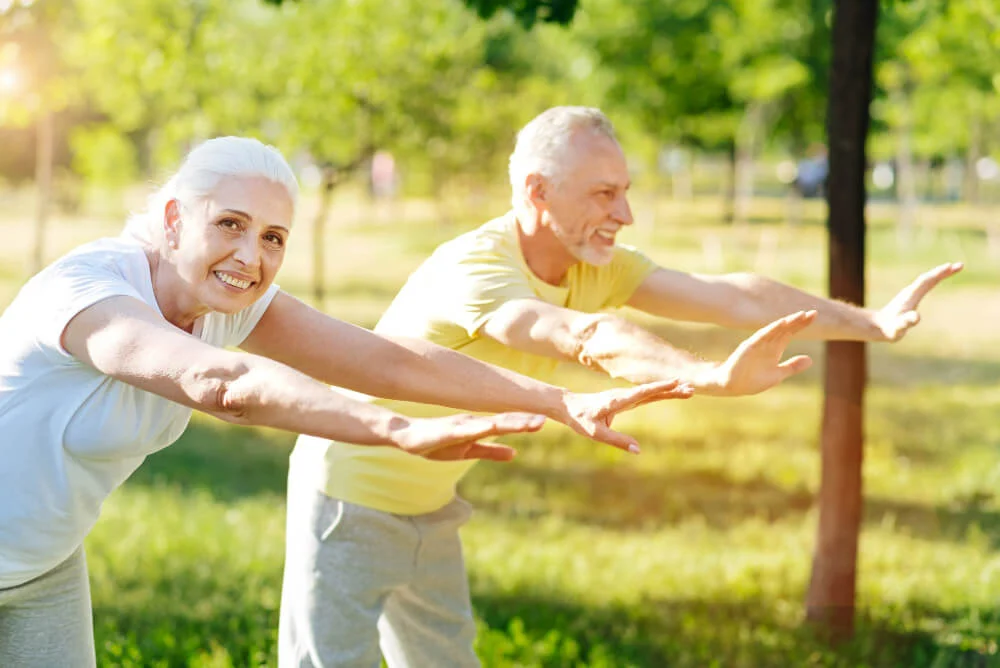 Happy Relationships Joyful Delighted Aged Couple Smiling